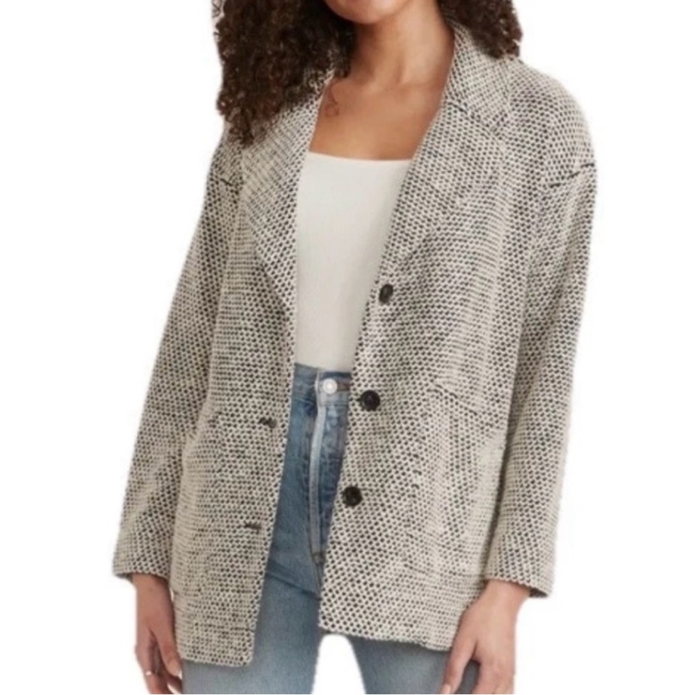 Marine Layer Black and White Textured Blazer